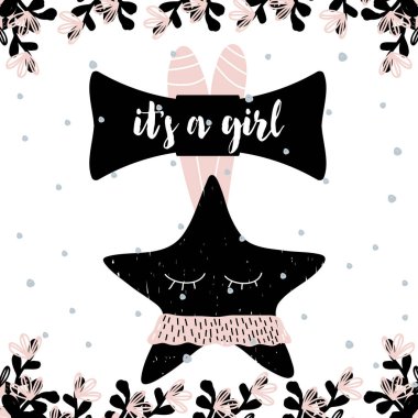 Baba ya da bu yazı ile anne için doğum günü kartpostal bir kızdır. Vektör çizim