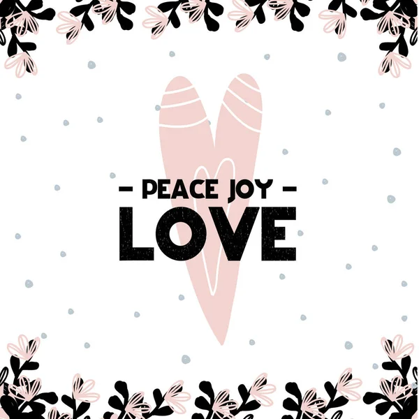 Card with calligraphy lettering peace joy love. Vector — Stock Vector