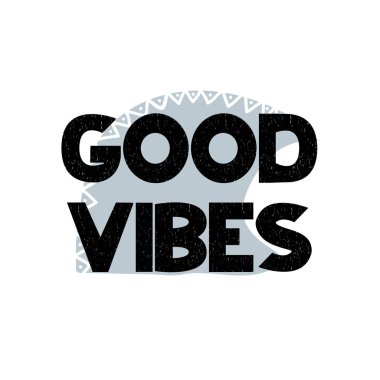 İyi hisler ve dalga yazı ile kart. Vektör çizim İskandinav tarzı