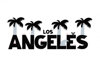 Los angeles İskandinav tarzı yazı ile banner. Vektör çizim dekoratif avuç beyaz arka plan üzerinde izole. Kartı, poster, afiş, el ilanı, etiket, t-shirt baskı kullanılabilir