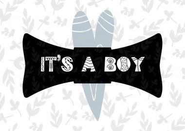 Baba ya da bu yazı ile anne için doğum günü kartpostal bir çocuktur. Vektör çizim İskandinav tarzı wuth kalp ve bebek. Kartı, kartpostal, poster kullanılabilir,