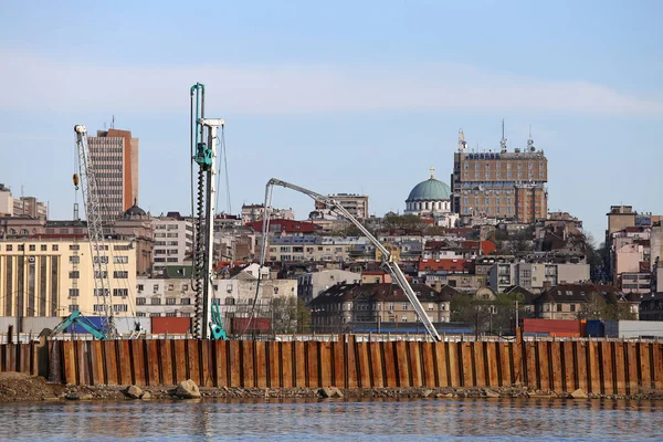 Belgrád vízparti építési terület — Stock Fotó