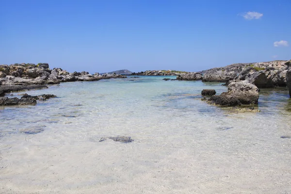 Agua Turquesa Playa Elafonisi Isla Creta Grecia — Foto de Stock