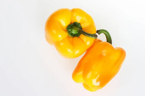 Two Yellow Bell Peppers Isolated White — Stock Photo, Image