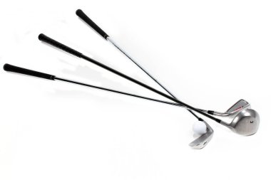 Golf toplu golf sopaları, izole.