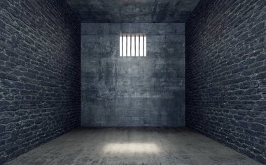 Hapishane hücresine çubuklu bir pencereden parlayan ışık 