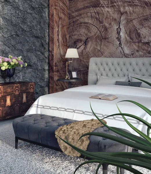 Modern tasarımlı yatak odası — Stok fotoğraf