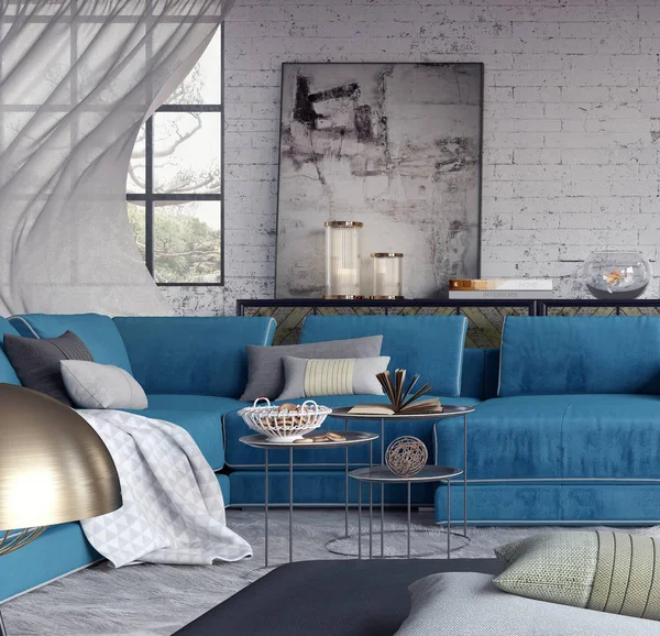 Obývací pokoj, design interiéru — Stock fotografie
