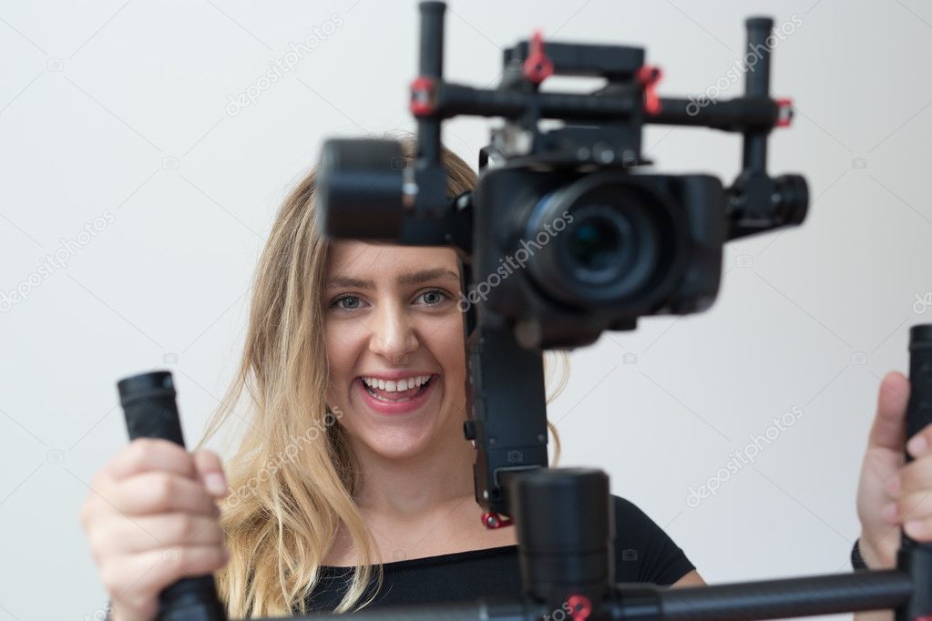 beautiful woman videographer
