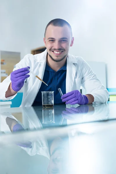 Cheerful young researcher — Stock Photo, Image