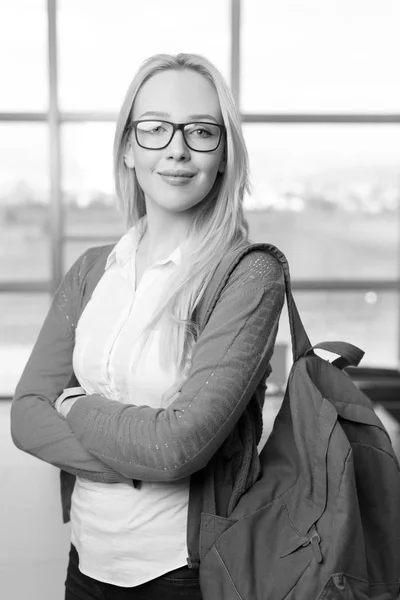 Pretty student with backpack — Stock Photo, Image