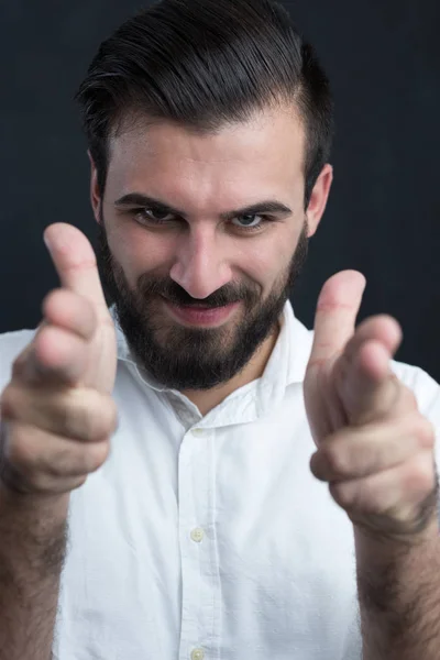 Bearded man in white shirt — Stock Photo, Image