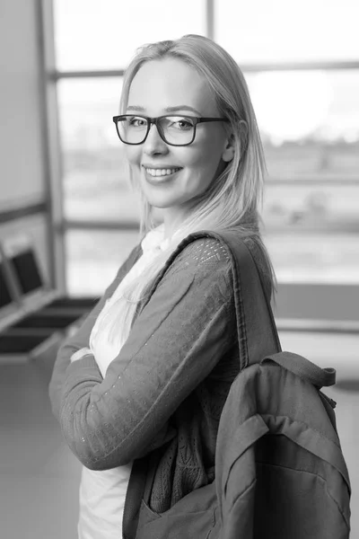 Pretty student with backpack — Stock Photo, Image