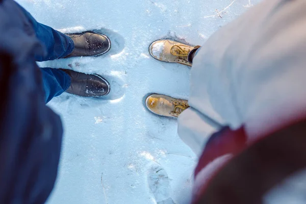 Legs in winter boots — Stock Photo, Image