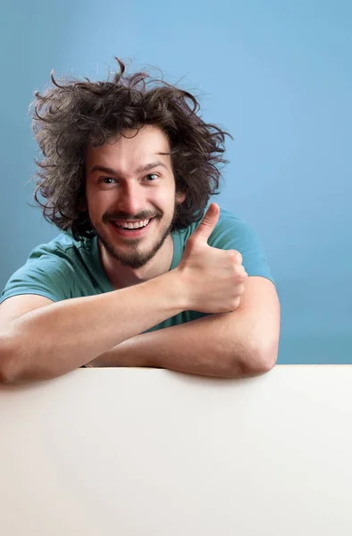 Man with white board — Stock Photo, Image