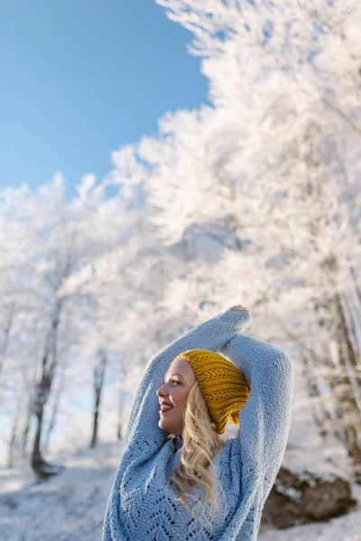 Beautiful young woman in winter