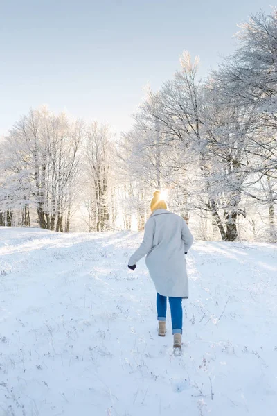 Bella giovane donna in inverno — Foto Stock