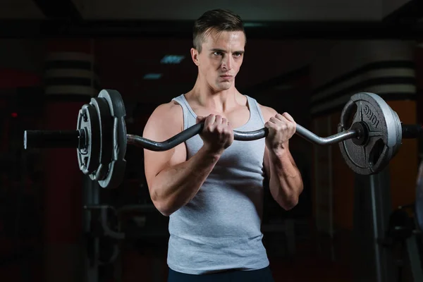 Man workout with barbell — Stock Photo, Image