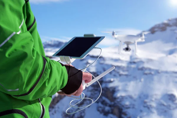 Man hands handling drone