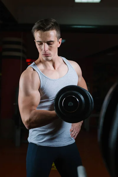 Portrait of man workout with barbell — Stock Photo, Image