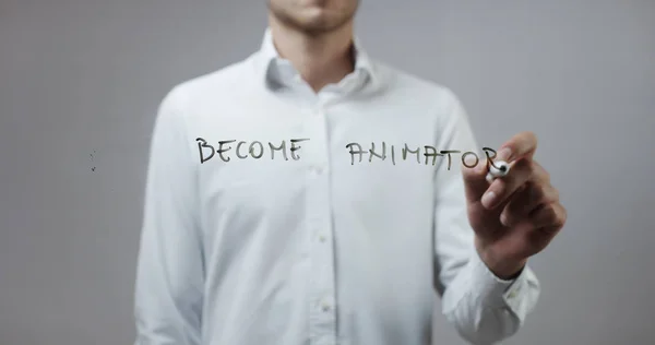 Man Writing on Glass — Stock Photo, Image