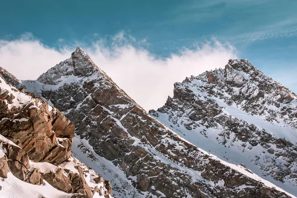 Panorama Del Paesaggio Alpino Coperto Neve — Foto Stock