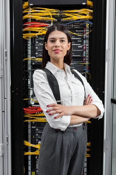 Portrait of woman in server room