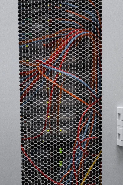 Sunucu Oda Yönlendiricileri Ile Renkli Kablolar — Stok fotoğraf