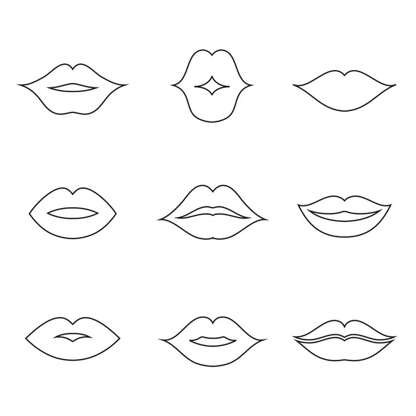 Lips outline thin art set — Stock Vector © Axsimen #164418384