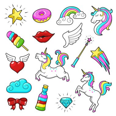 Unicorns icon set vector