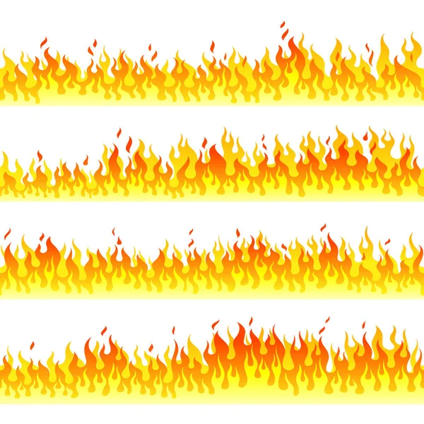 Burning fire walls flat vector horizontal seamless pattern