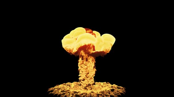 Esplosione nucleare isolata su sfondo nero con alfa — Video Stock