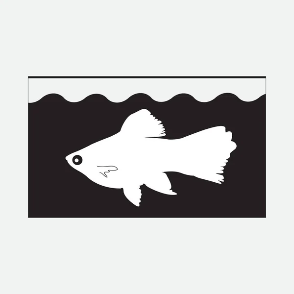 Векторная иконка с рыбой в аквариуме — стоковый вектор