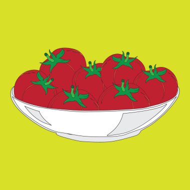 Bir tabak domates ile renkli görüntü