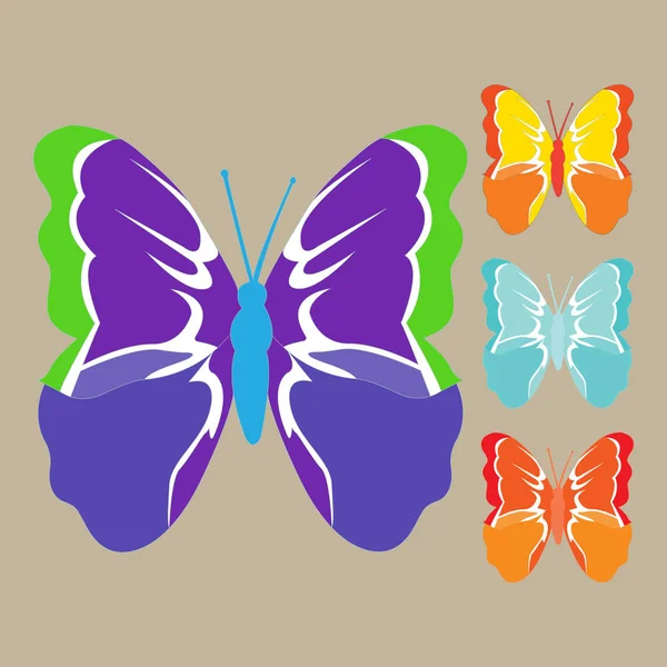 Vektorbild farbiger Schmetterlinge — Stockvektor