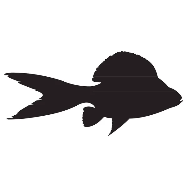Černobílá ikona s fantastickou rybou — Stockový vektor