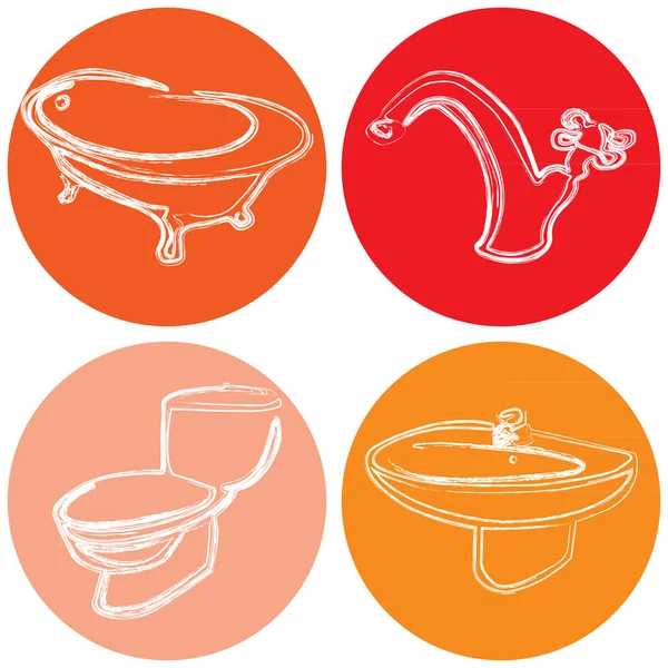 Vektor Set Von Symbolen Mit Einem Bild Von Sanitär Vorrichtungen — Stockvektor