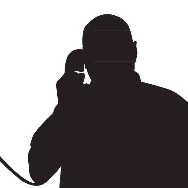 Imagen Vectorial Una Silueta Hombre Hablando Por Teléfono Para Diseño — Vector de stock