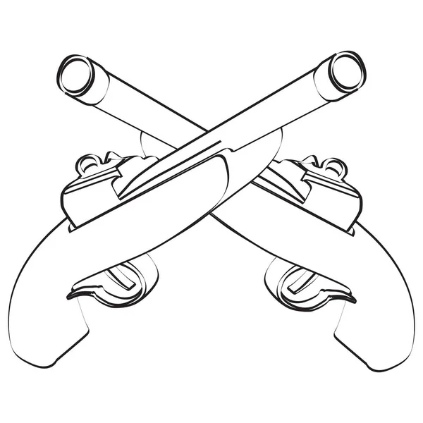 Imagem Monocromática Pistolas Duelo Antigas Para Design — Vetor de Stock