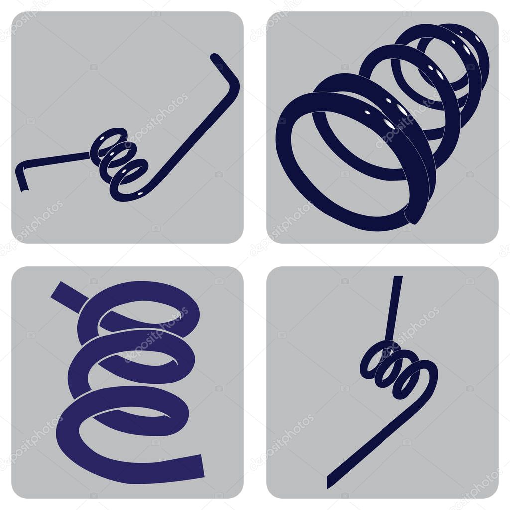 Vector set of icons with springs for design