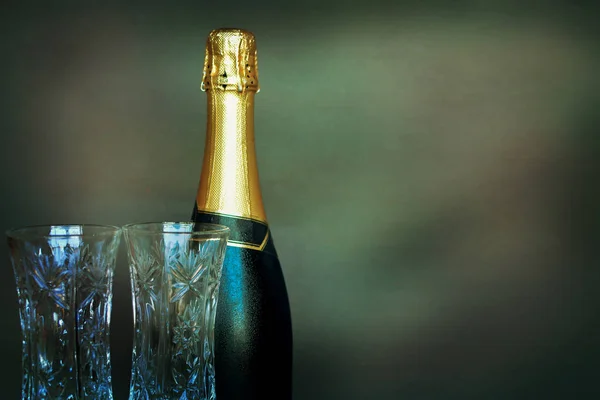 Láhev šampaňského. Oslava nového roku — Stock fotografie