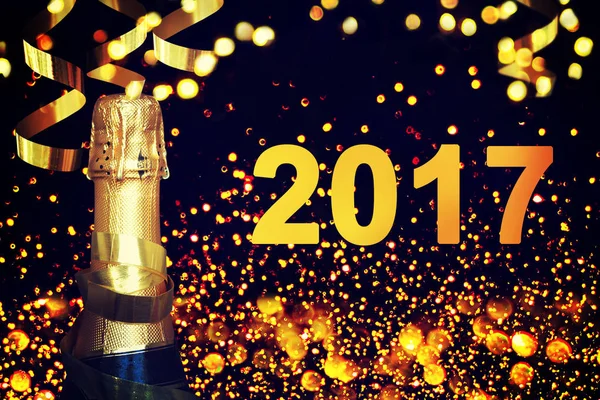 Fles champagne. Nieuwjaar viering — Stockfoto