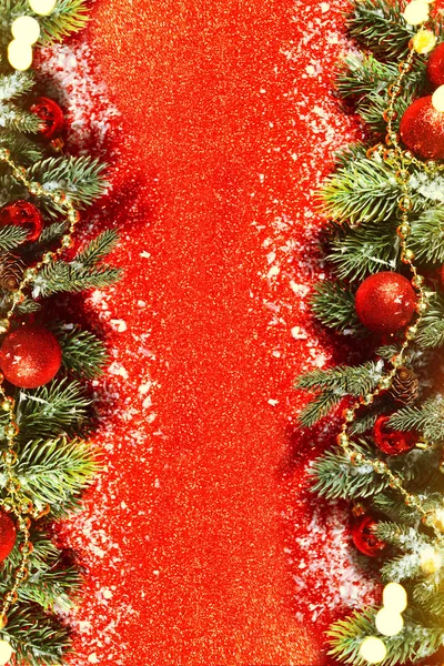 Noel kartı köknar ve glitter arka plan bir yerdeyiz