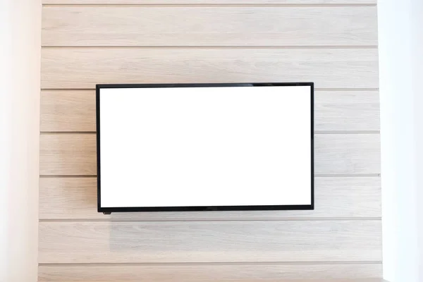 Led Üres Fehér Képernyő Falon Design Reklám Design Koncepció — Stock Fotó