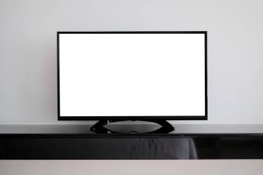 Beyaz arka planı olan boş LED TV tasarım için kullanılabilir.