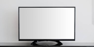 Tasarım, reklam tasarımı konsepti için duvarda LED TV boş beyaz ekran.