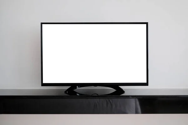 Чистий Світлодіодний Телевізор Телевізійному Стенді Білим Фоном Може Використовуватися Дизайну — стокове фото
