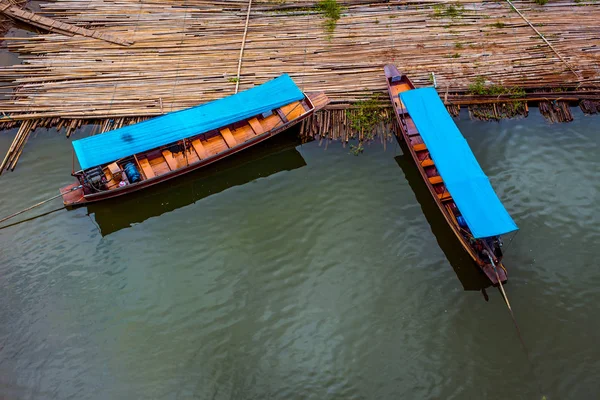 Ratanový most, dřevěný Monský most, Sangkhla Buri, Kanchanaburi — Stock fotografie