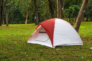 Lake Forest Chakrapong rezervuar (Kho Ito şelale) prachinburi Tayland at tarafından kamp çadırı.