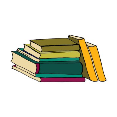 El kitaplar illüstrasyon tasarımınız için çekilmiş. Doodle tasarım